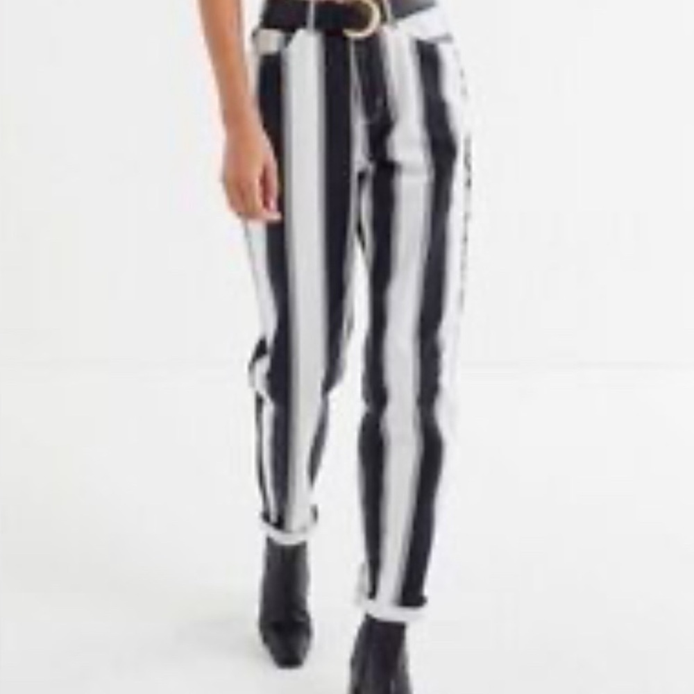 BDG Monochrome Striped Straight Leg Pants